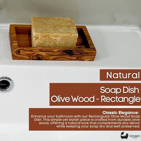 Natural Soap Dish made from Olive Wood, rectangular design for elegant bathroom decor