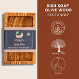 Eco Bath London Olive Wood Soap Dish in rectangular shape, eco-friendly design with no odour