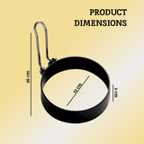 Orsina Egg Rings for perfectly shaped fried eggs, featuring a sturdy metal handle and precise dimensions