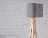 Stylish Shadow Bright lampshade in grey pattern on a modern wooden lamp base