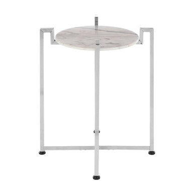 Orsina Modern Side Table with Circular Marble Top and Metal Frame for Stylish Living Spaces