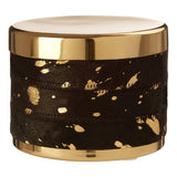 Orsina decorative Trinket Box with a gold lid and stylish black design with gold splatter accents