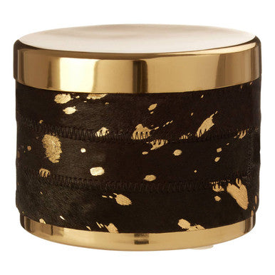 Orsina decorative Trinket Box with a gold lid and stylish black design with gold splatter accents