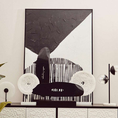 Astratto Black and White Abstract Hand Painted Wall Art Orsina