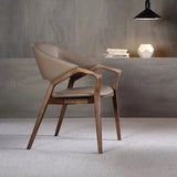 Nisu Home Elegant Wooden Chair with Soft Leather Seat and Stylish Design for Modern Interiors