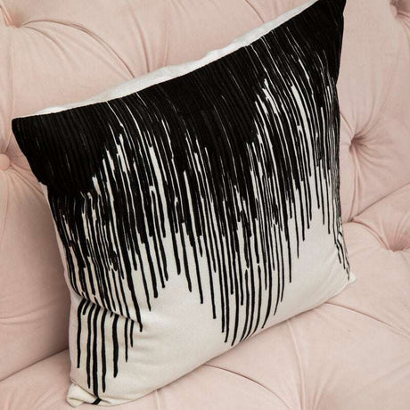 Orsina Embroidered Cushion with a modern black and white design for stylish home decor