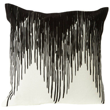 Orsina Embroidered Cushion with Unique Black and White Drip Design for Elegant Home Decor