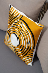 Orsina Embroidered Cushion with Bold Yellow and Black Abstract Design