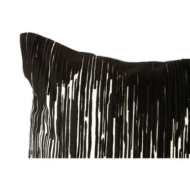 Orsina Embroidered Cushion in black and white with a modern striped design
