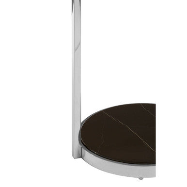 Orsina Modern End Table with Sleek Chrome Frame and Black Marble Base for Contemporary Living Spaces