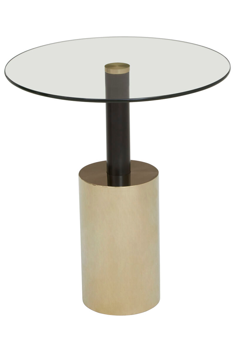 Orsina End Table with a round glass top and a stylish metal base for modern living spaces