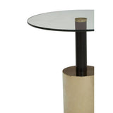 Orsina End Table with a round glass top and a stylish metallic base for modern living spaces