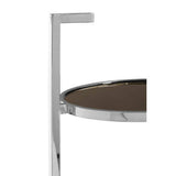 Orsina End Table with a modern chrome finish and circular glass top for stylish interiors
