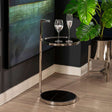 Orsina Modern End Table with Stylish Chrome Frame and Black Circular Top for Living Spaces