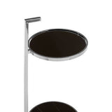 Orsina End Table with a sleek black circular top and chrome frame for modern living spaces