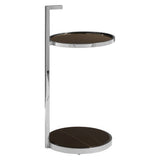 Orsina Modern Chrome End Table with Two Stylish Black Marble Surfaces