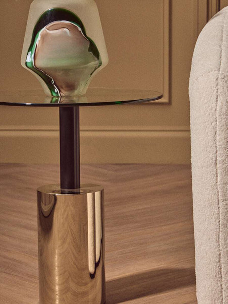 Orsina End Table with Elegant Glass Top and Stylish Gold Base Perfect for Living Room Decor