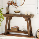 Klassyx Entryway Table in Rustic Wood Finish with Two-Tier Design for Stylish Hallway Storage