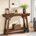 Klassyx Entryway Table in Dark Wood Finish with Modern Design and Storage Basket