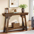 Klassyx Entryway Table in Dark Wood Finish with Modern Design and Storage Basket