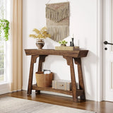 Klassyx Entryway Table in Rustic Wood Finish with Open Shelf for Stylish Home Organisation