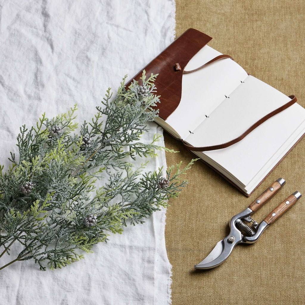 Tall Frosted Pine Stem With Pinecones WHITE PLASTIC Shades 4 Seasons