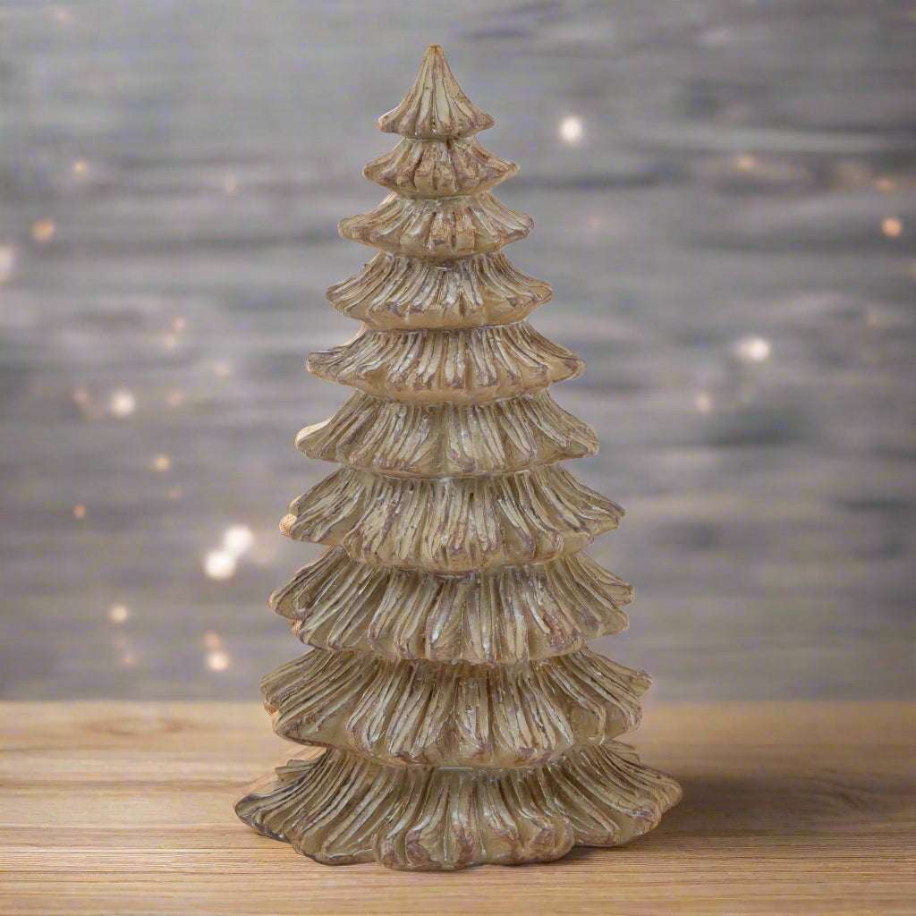 Shades 4 Seasons Pine Tree Sculpture, Rustic Gold Tabletop BROWN RESIN Shades 4 Seasons