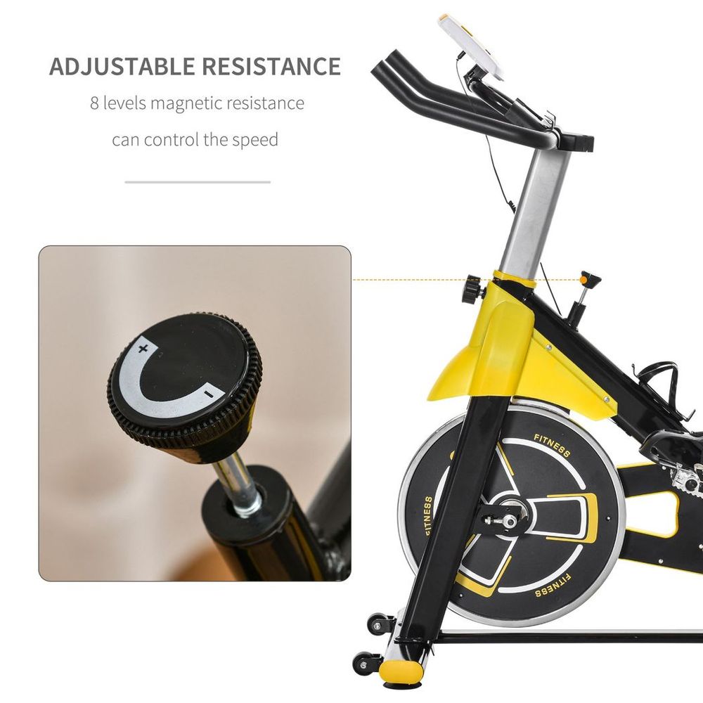 HOMCOM Yellow Indoor Exercise Bike with Adjustable Seat HOMCOM