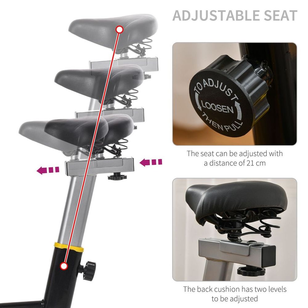 HOMCOM Yellow Indoor Exercise Bike with Adjustable Seat HOMCOM