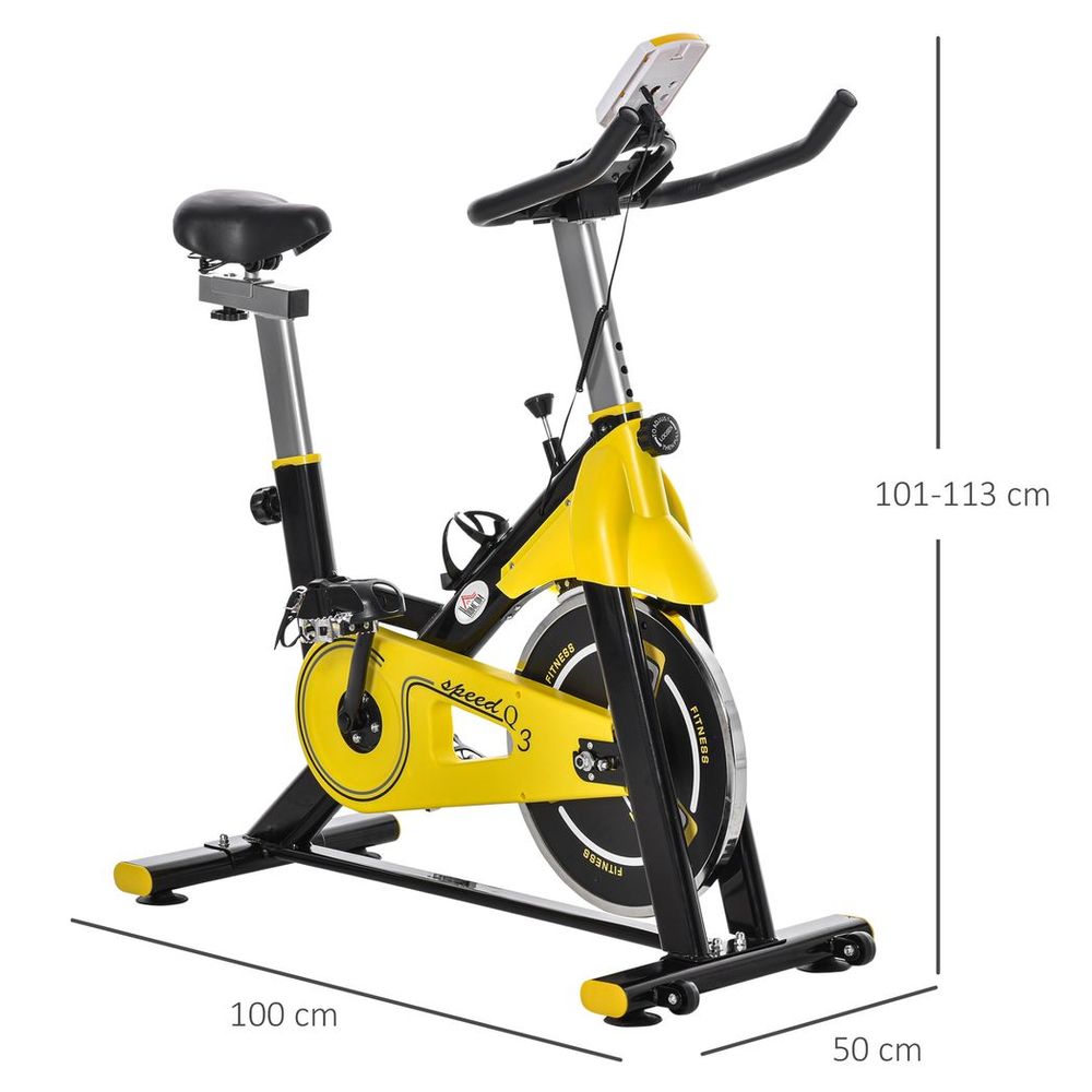 HOMCOM Yellow Indoor Exercise Bike with Adjustable Seat HOMCOM