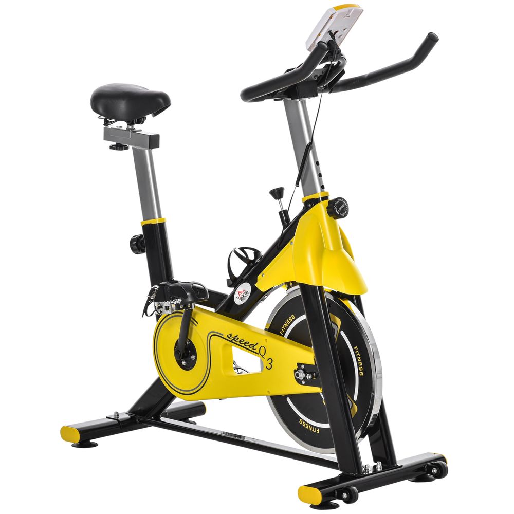 HOMCOM Yellow Indoor Exercise Bike with Adjustable Seat HOMCOM