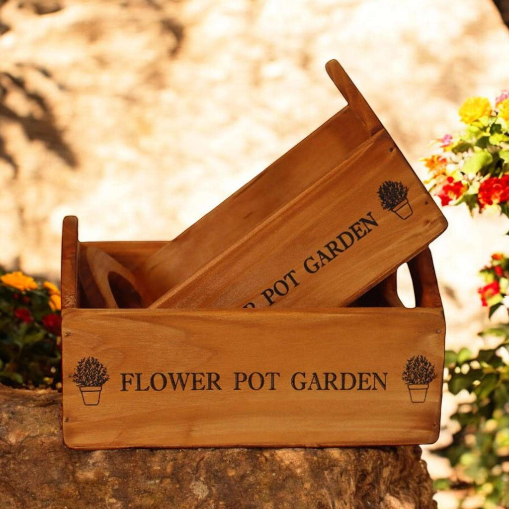 Set of 2 Wooden Flower Planters MSL