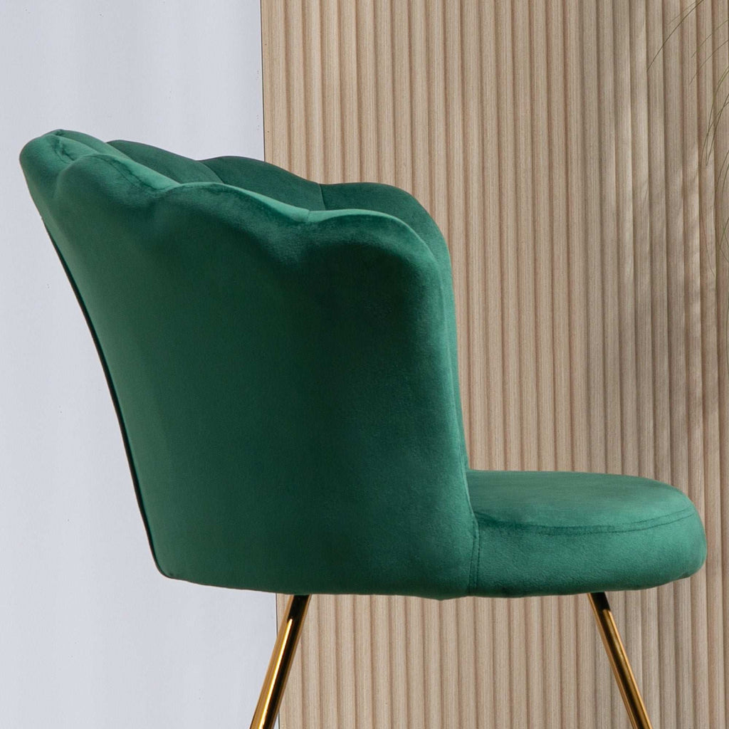 HOMCOM Accent Chair, Velvet Armchair with Lotus Backrest, Steel Legs, Green HOMCOM