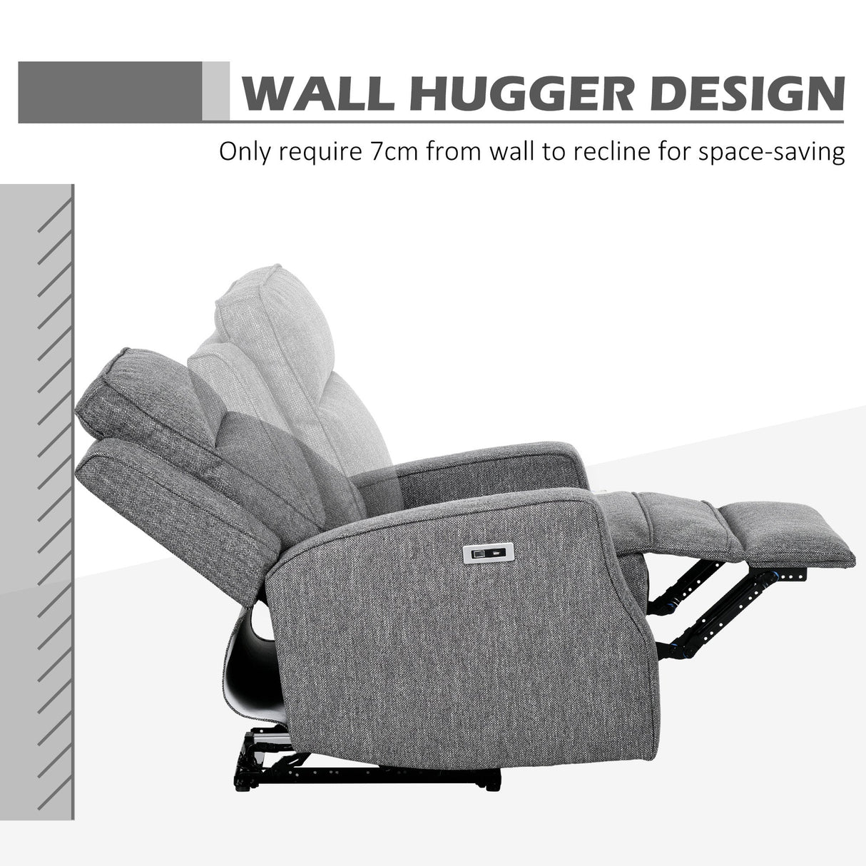 HOMCOM Electric Reclining Chair, with USB port and Footrest