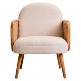 Orsina Fabric and Cane Chair with Wooden Arms and Elegant Curved Design for Stylish Living Rooms