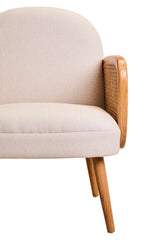 Orsina Fabric and Cane Chair with Soft Upholstery and Wooden Legs for Stylish Interiors
