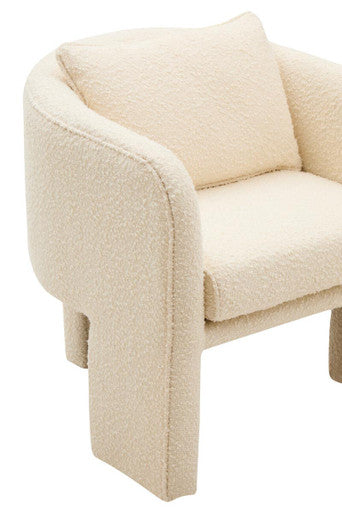 Ozzero Ivory Boucle Fabric Armchair Orsina