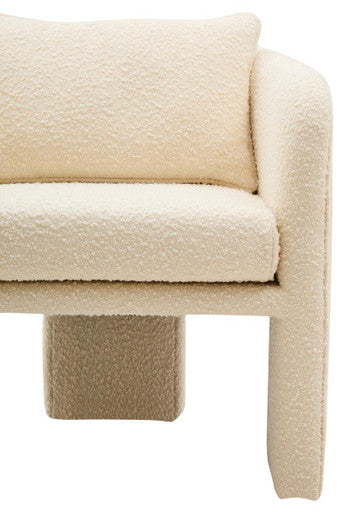 Orsina Cream Fabric Armchair with Textured Upholstery and Supportive Cushion