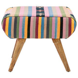 Colourful Orsina Fabric Footstool with wooden legs, ideal for living rooms or bedrooms