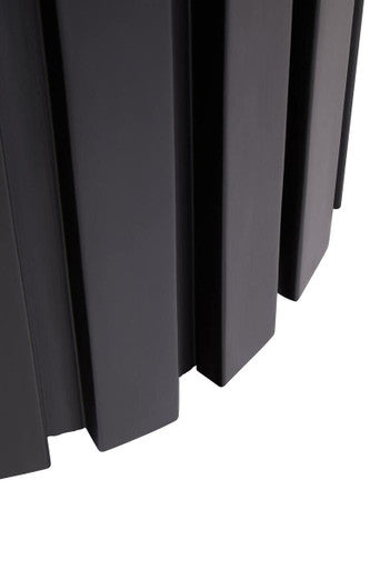 Perdoba Ridge Base Mango Wood Black Finish Texture Fabric Stool Orsina