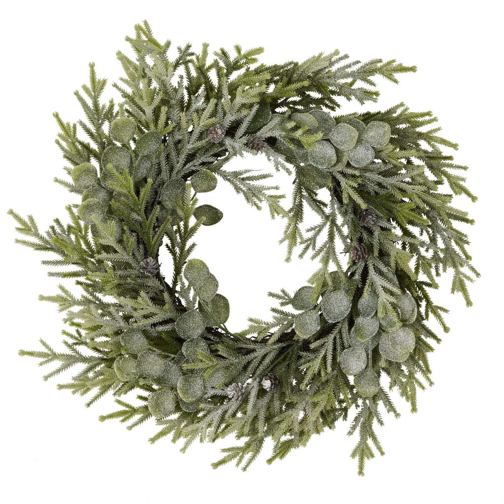 Shades 4 Seasons Frosted Realistic Eucalyptus Wreath WHITE PLASTIC Shades 4 Seasons