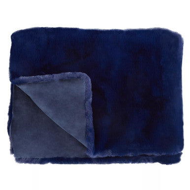 Orsina Navy Fur Throw with a Soft Reverse Side for Cozy Warmth and Elegance