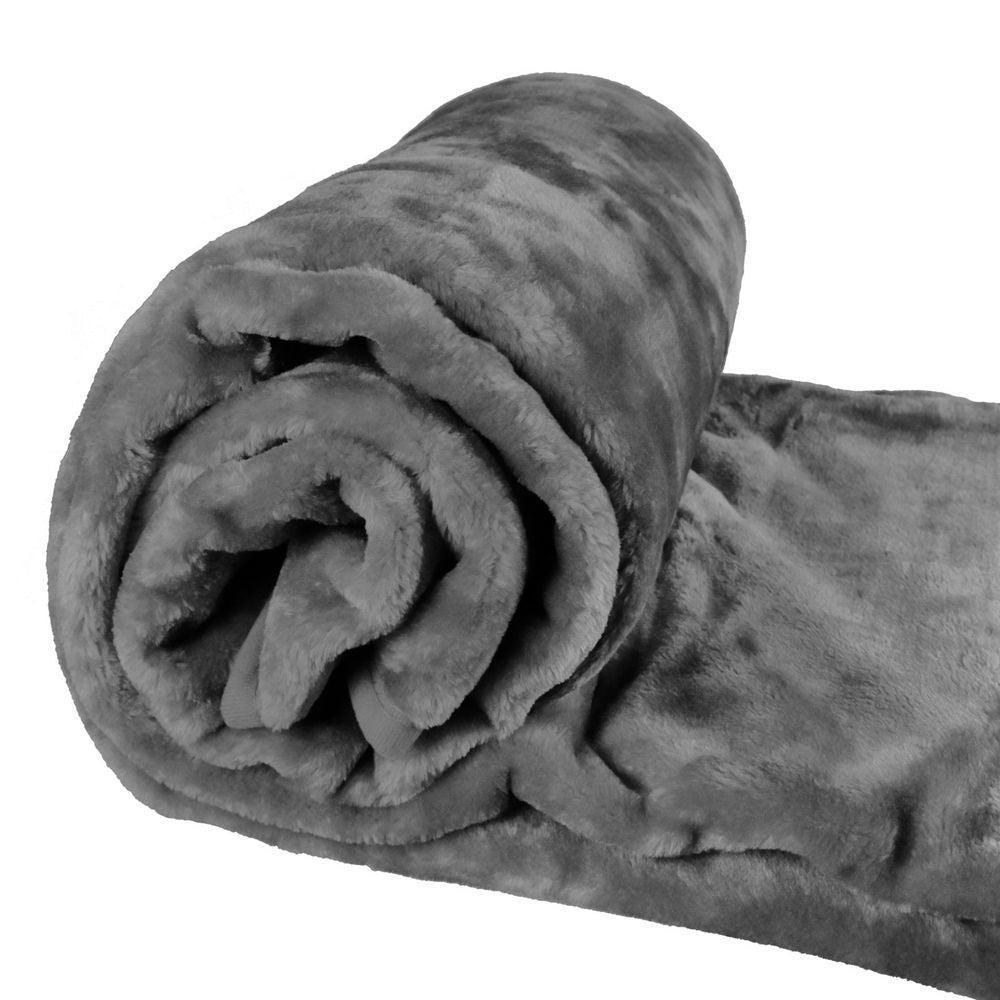 Faux Mink Throw Blanket | AS-15129 | 200 x 240 cm CHARCOAL Unbranded