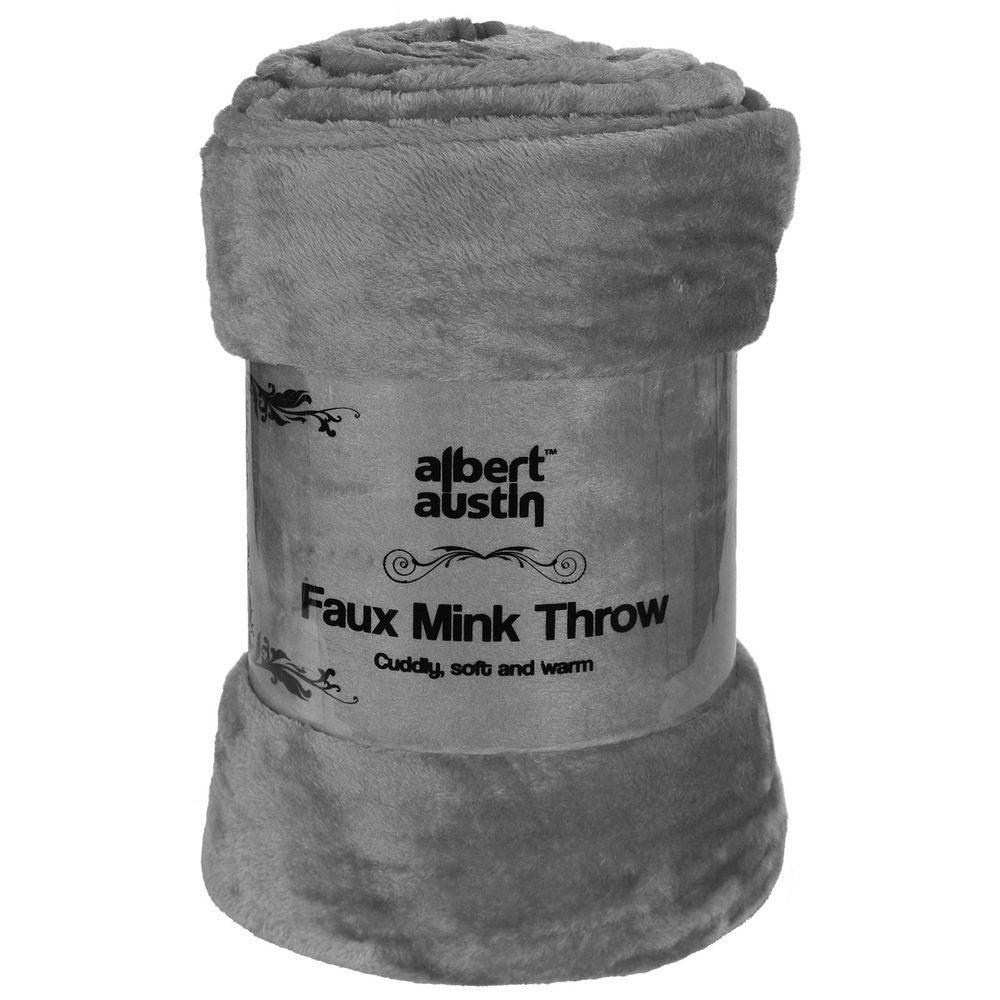 Faux Mink Throw Blanket | AS-15129 | 200 x 240 cm CHARCOAL Unbranded