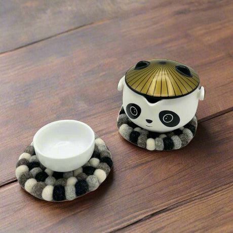 Shades 4 Seasons Felt Ball Round Coasters - Neutral Set Shades 4 Seasons