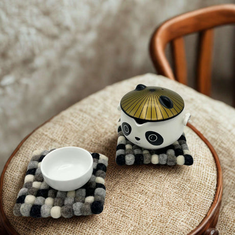 Shades 4 Seasons Felt Ball Square Coasters Set Shades 4 Seasons