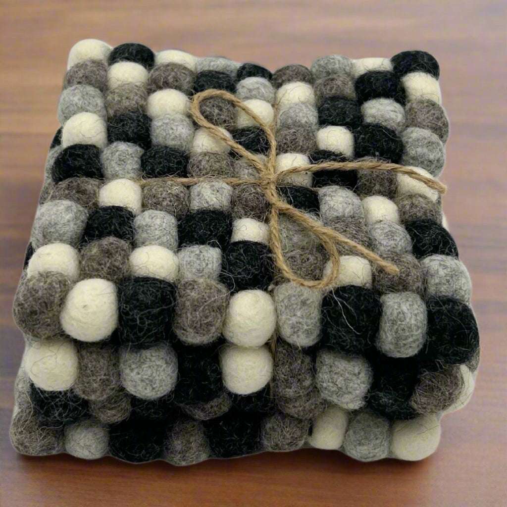 Shades 4 Seasons Felt Ball Square Coasters Set Shades 4 Seasons