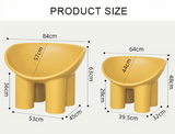 Le Di Vita Fiberglass Armchair in Yellow with Curved Design and Measurements Displayed