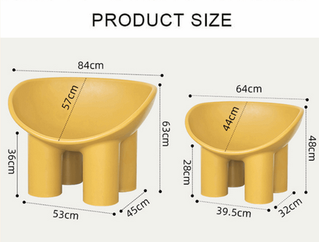 Le Di Vita Fiberglass Armchair in Yellow with Curved Design and Measurements Displayed