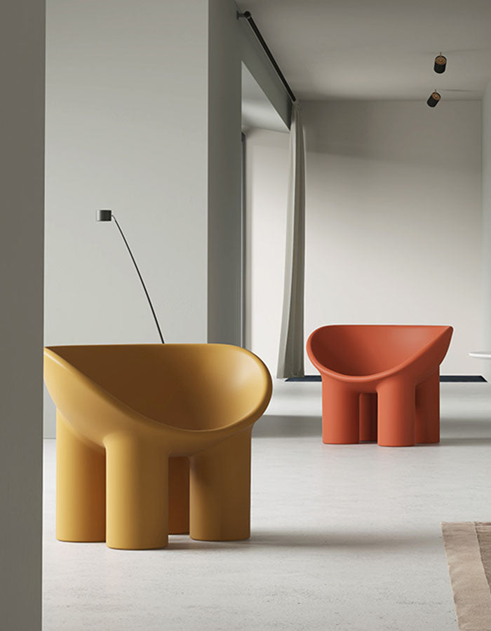 Le Di Vita Modern Fiberglass Armchair in Yellow and Orange with Unique Design for Stylish Interiors